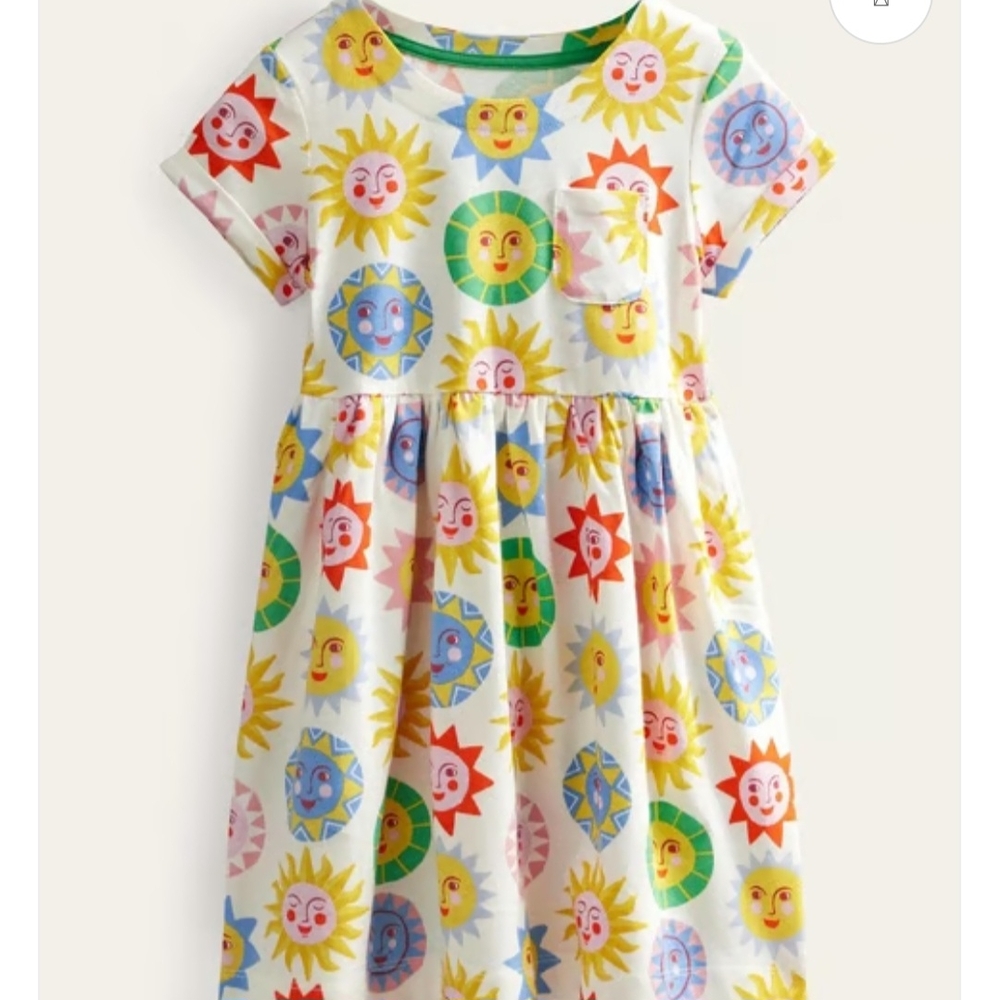 Mini Boden Sunburst Print Kids Dress 5/6Y